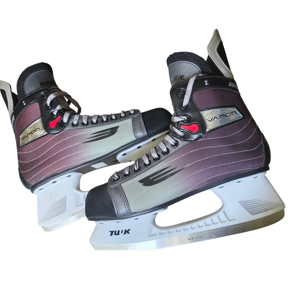 Bauer Vapor Ice Hockey Skates US 10R Tuuk Fasteel Black Silver Maroon Men 10